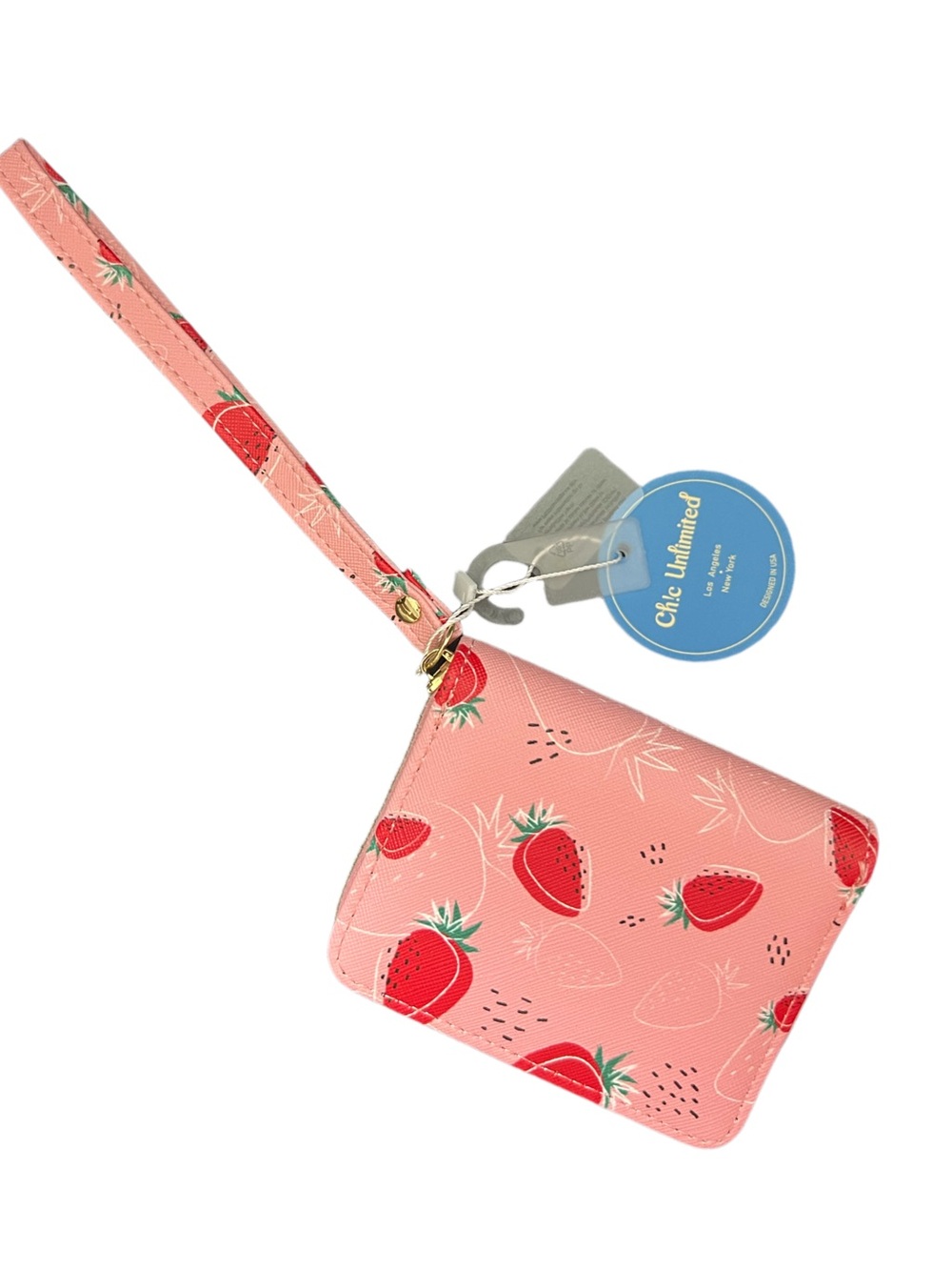 Pink Strawberry Wristlet Wallet